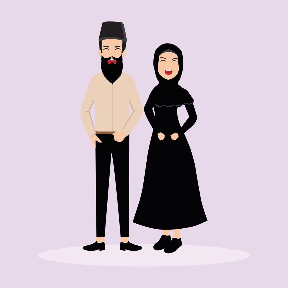 Muslim dress designs for men and women, for fashion exhibitions, attractive and beautiful dresses vector