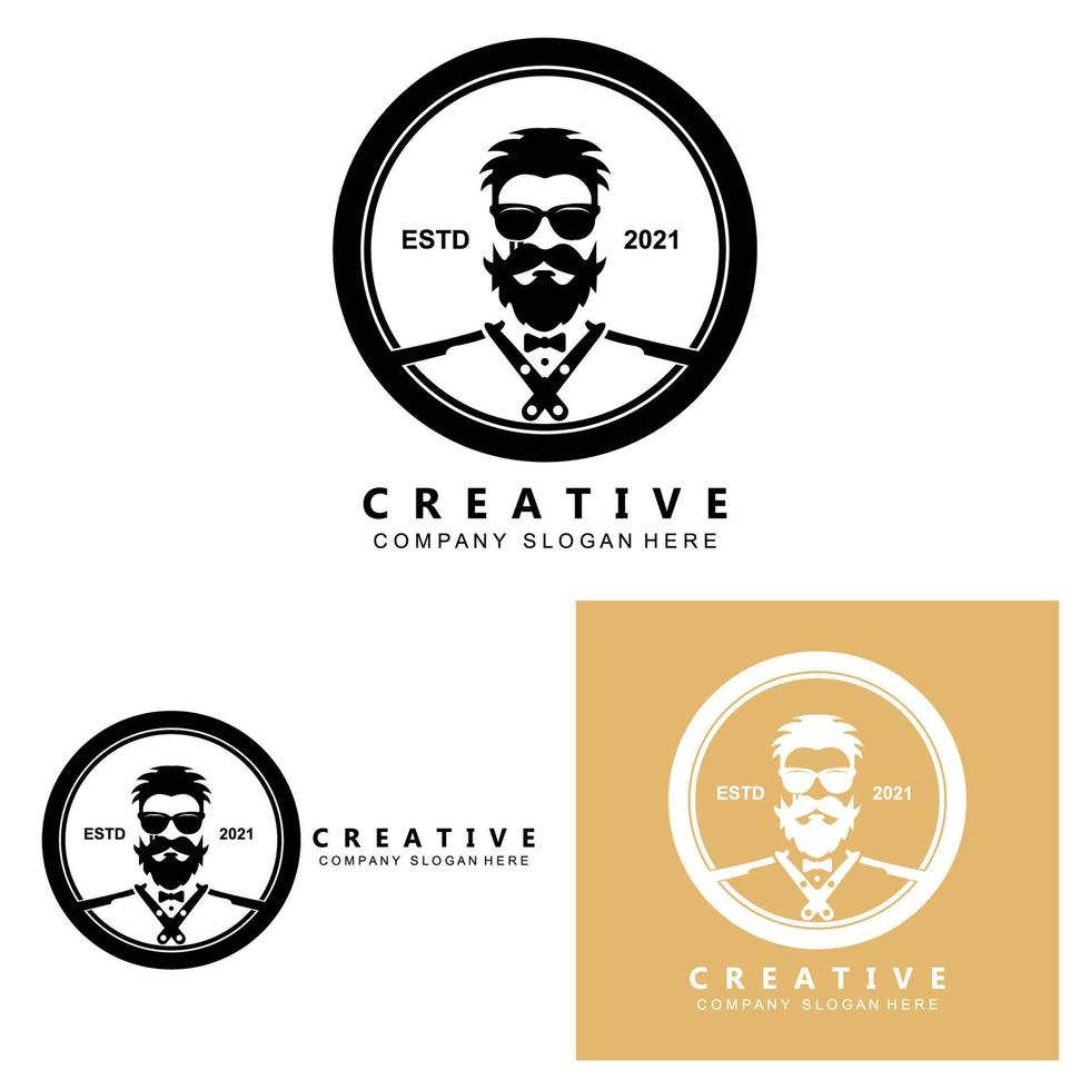 Barber tool scissors logo icon background symbol vector