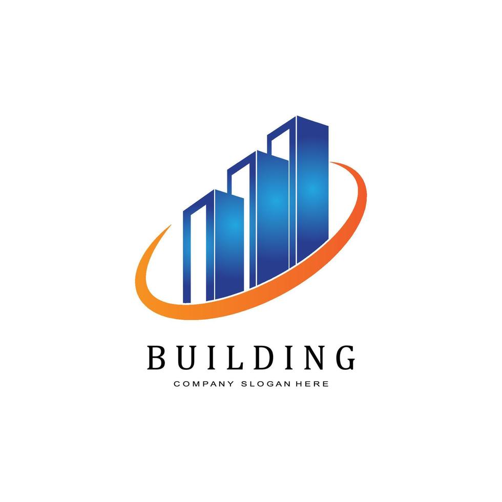 Urban building construction logo icon symbol, house, apartment, city view vector