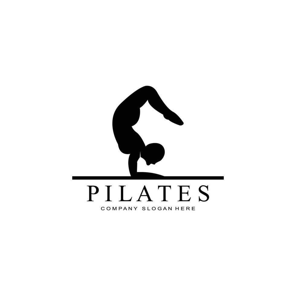 Pilates Sitting Pose logo icon symbol, a calming yoga exercise that moves the whole body vector