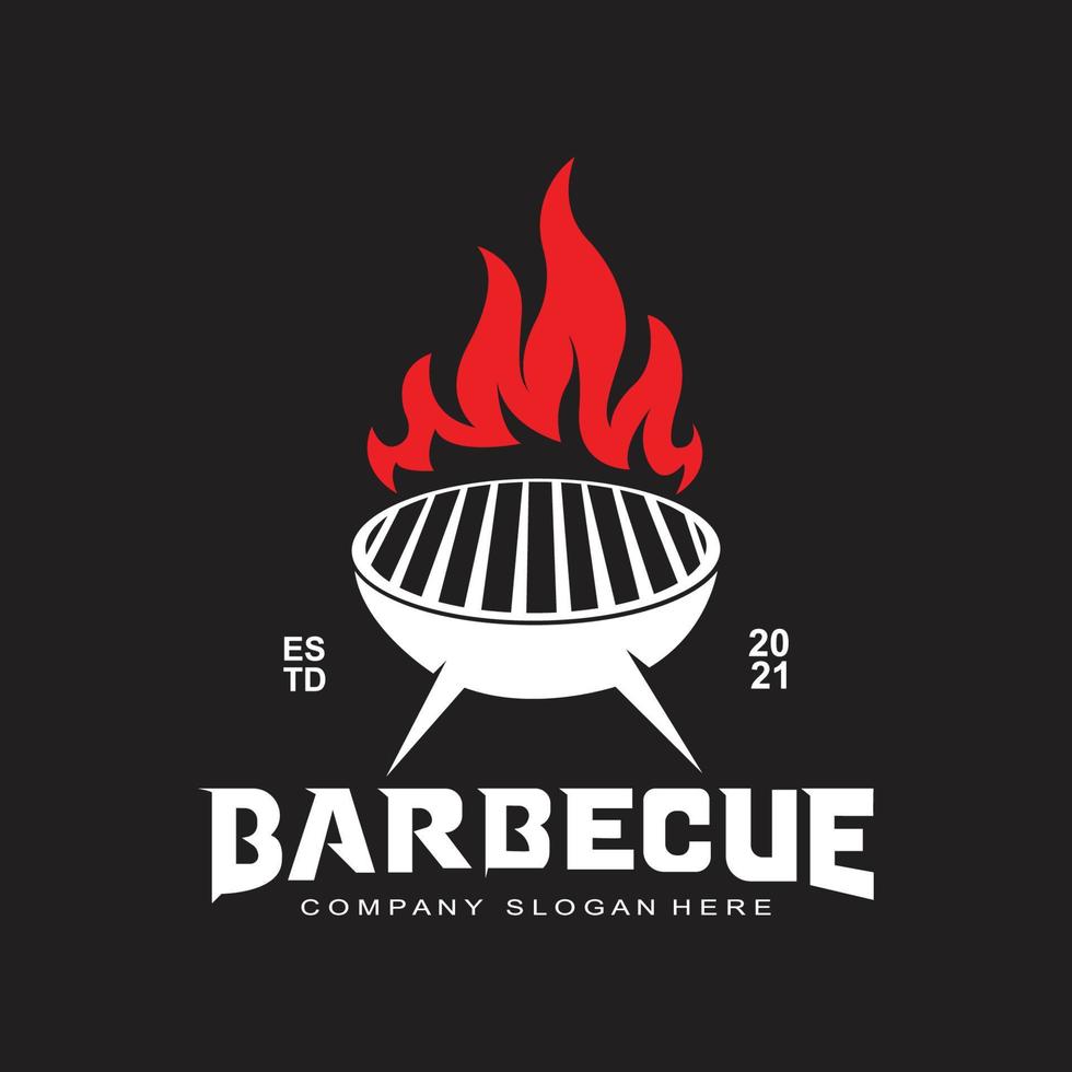 logotipo de barbacoa rústica retro vintage. diseño de comida o parrilla, ilustración de vector de icono