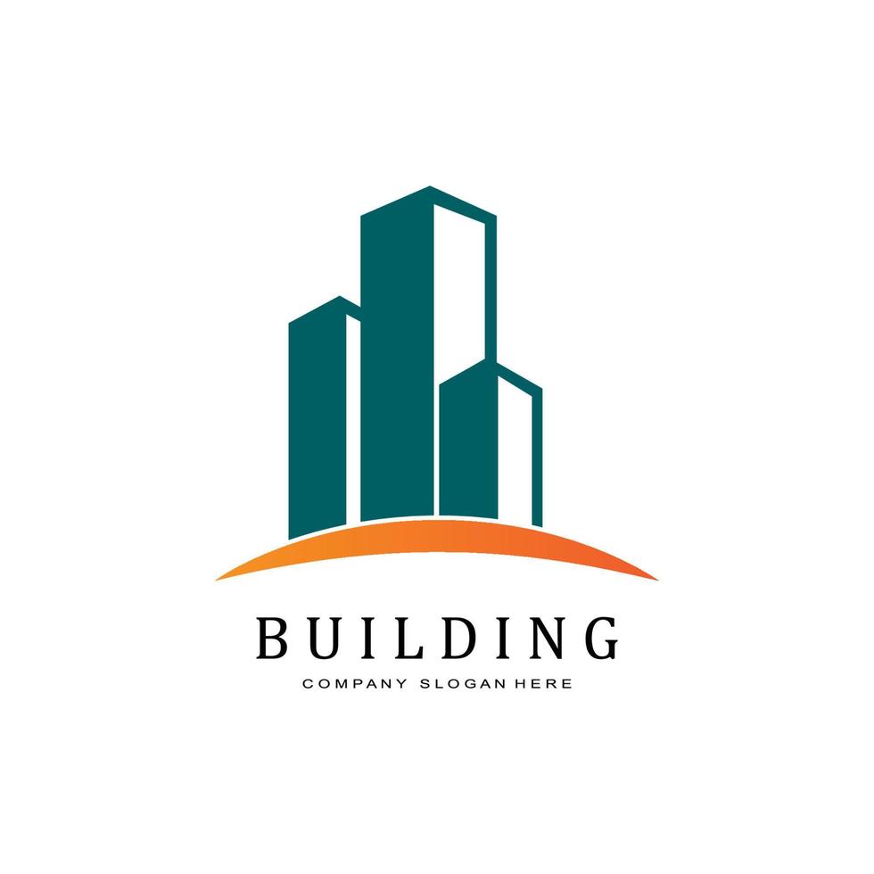 Urban building construction logo icon symbol, house, apartment, city view vector