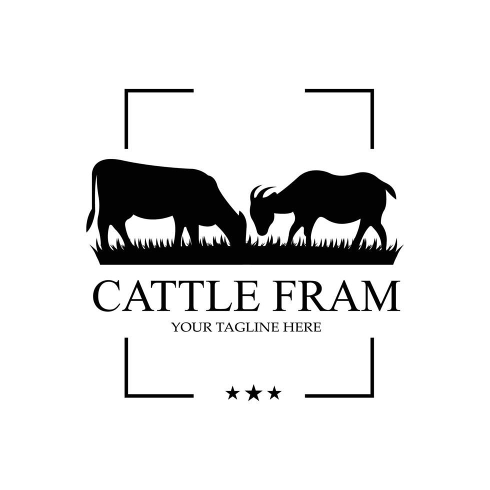 Angus Grass Cow Castle Logo Icon Vector with Shield Premium Quality