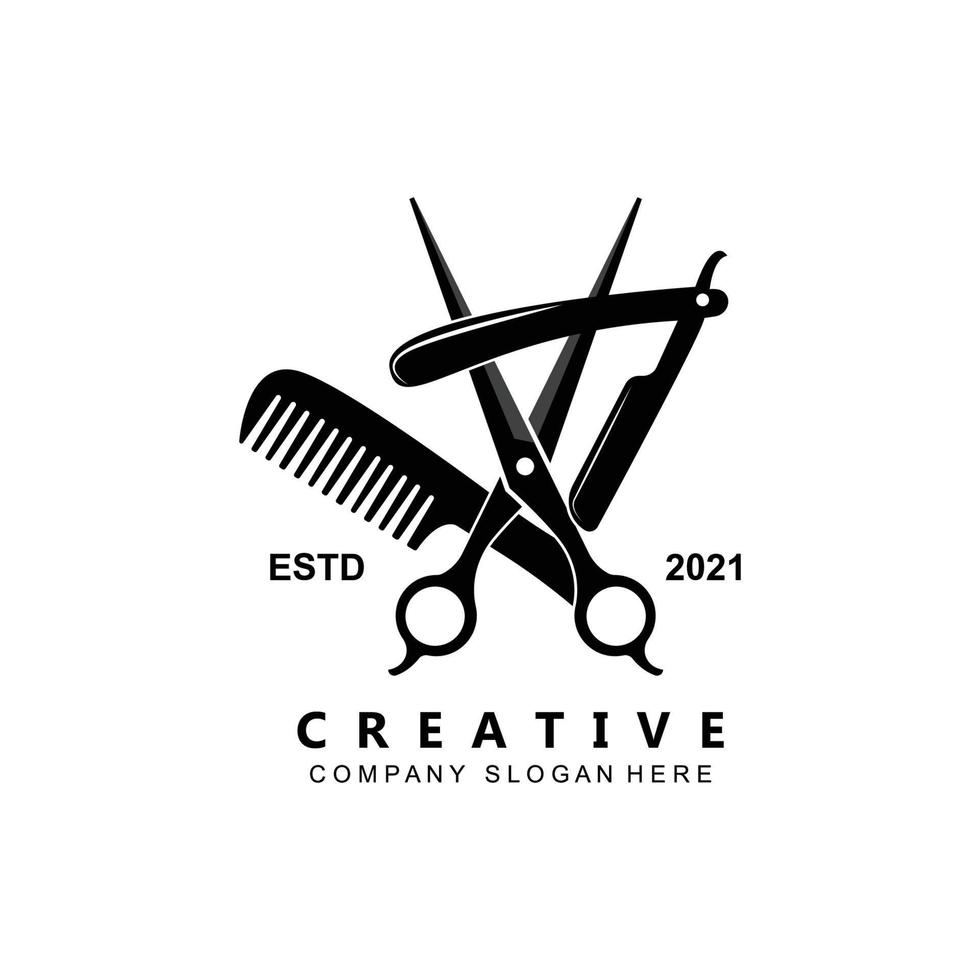 Barber tool scissors logo icon background symbol vector