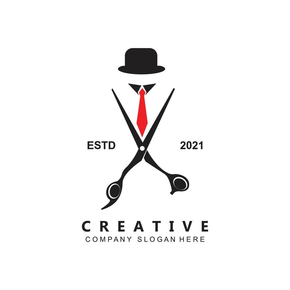 Barber tool scissors logo icon background symbol vector