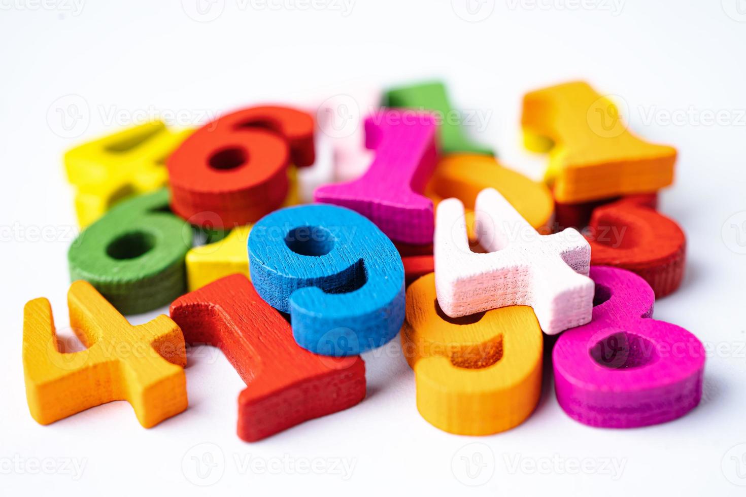 Math number colorful on white background, education study mathematics learning teach concept. photo