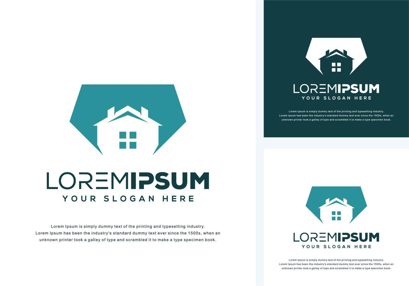 abstract diamond and house logo design vector