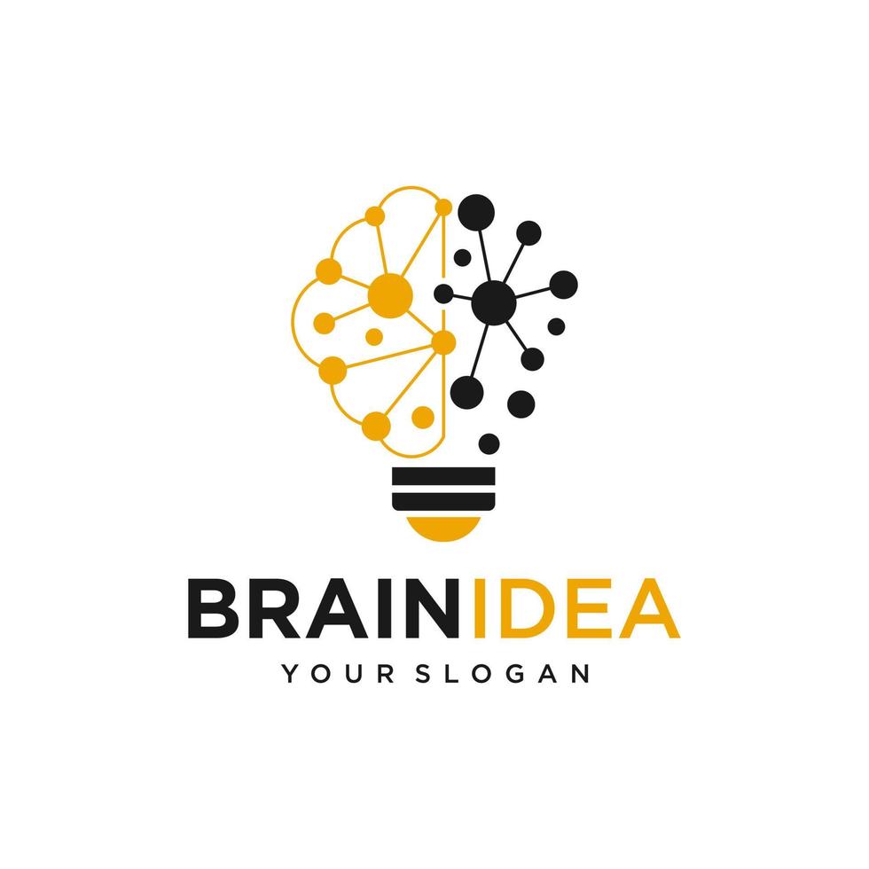 icono de línea plana de idea creativa. cerebro en la ilustración de vector de bombilla. signo delgado de innovación, solución, logotipo de educación.