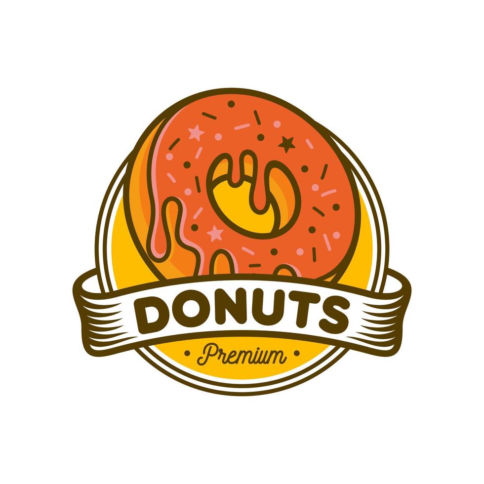donut donut con el diseño del logotipo del icono de la corona del rey en la ilustración de imágenes prediseñadas de estilo de línea de dibujos animados de moda moderna vector