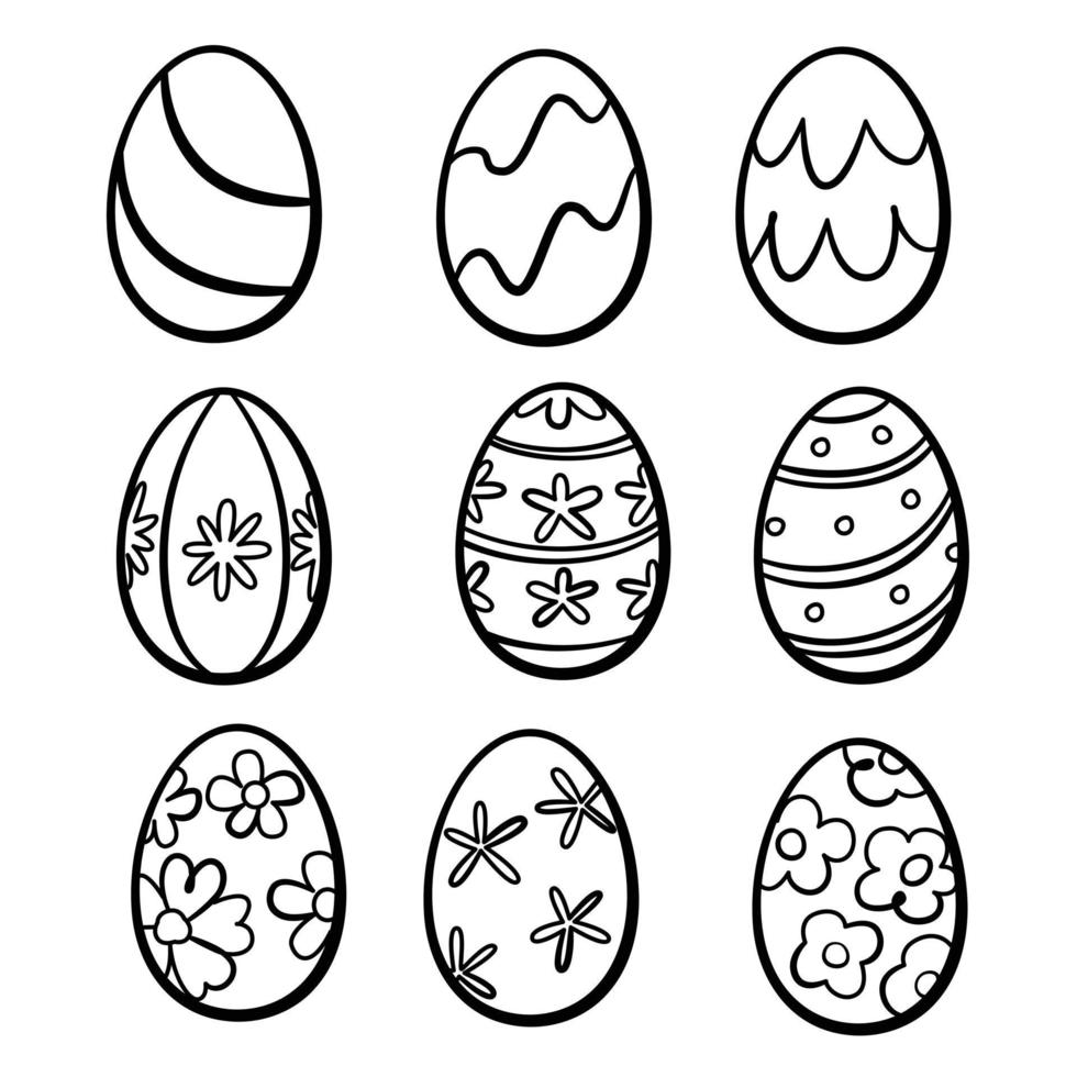conjunto de dibujos de huevos de Pascua, vector