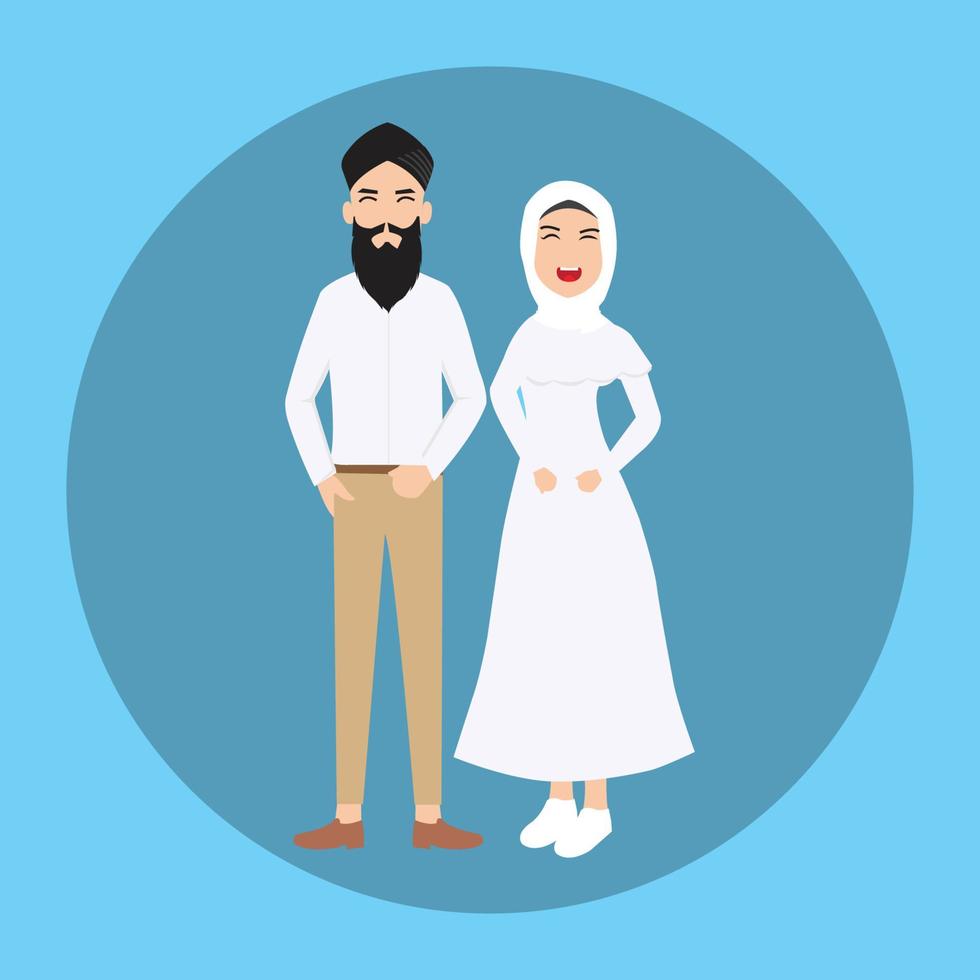 Muslim dress designs for men and women, for fashion exhibitions, attractive and beautiful dresses vector