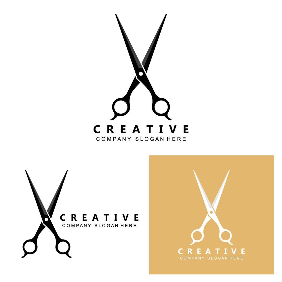 Barber tool scissors logo icon background symbol vector