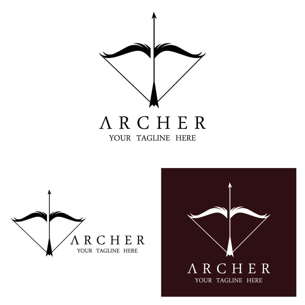 silueta de athena minerva con diseño de logotipo de arquero real vector