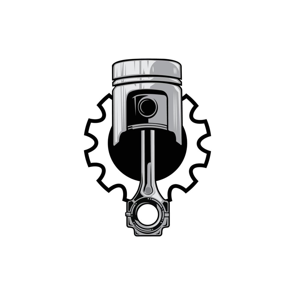 Engine Piston Logo Icon Vector Car vehicle, drive tool, retro background