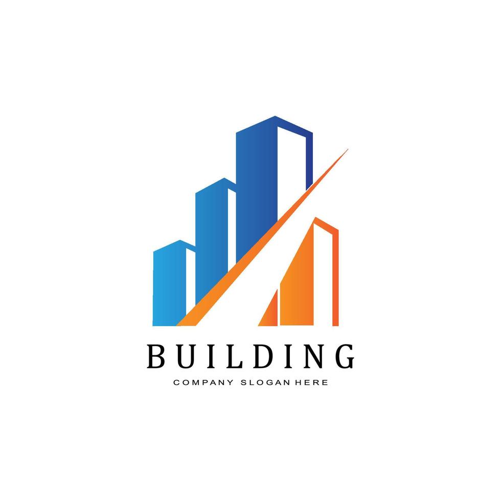 Urban building construction logo icon symbol, house, apartment, city view vector