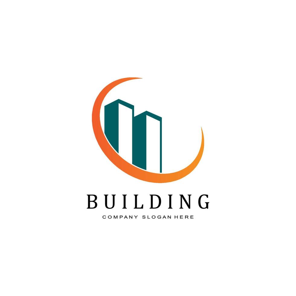 Urban building construction logo icon symbol, house, apartment, city view vector