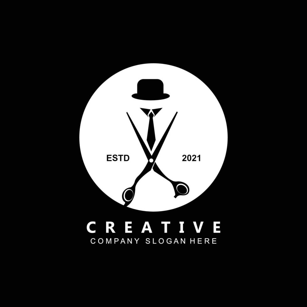 Barber tool scissors logo icon background symbol vector