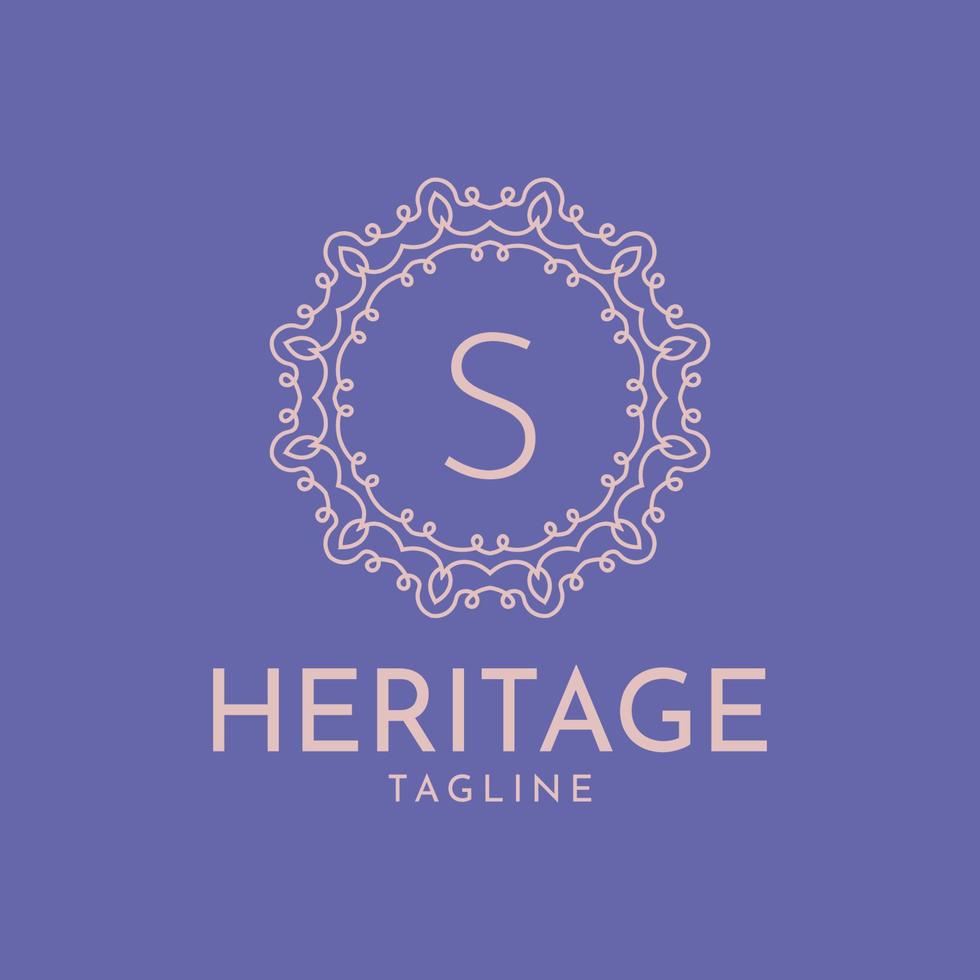 letter S feminine circle frame luxury vector logo design