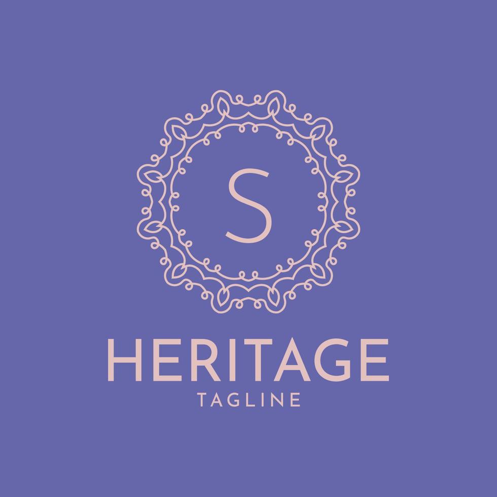 letter S feminine circle frame luxury vector logo design