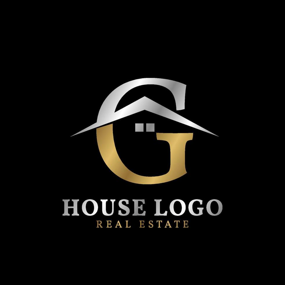 letter G with roof and window luxurious real estate vector logo design