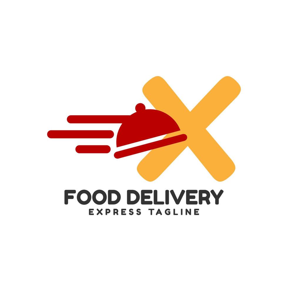 letter X express food delivery vector initial logo design