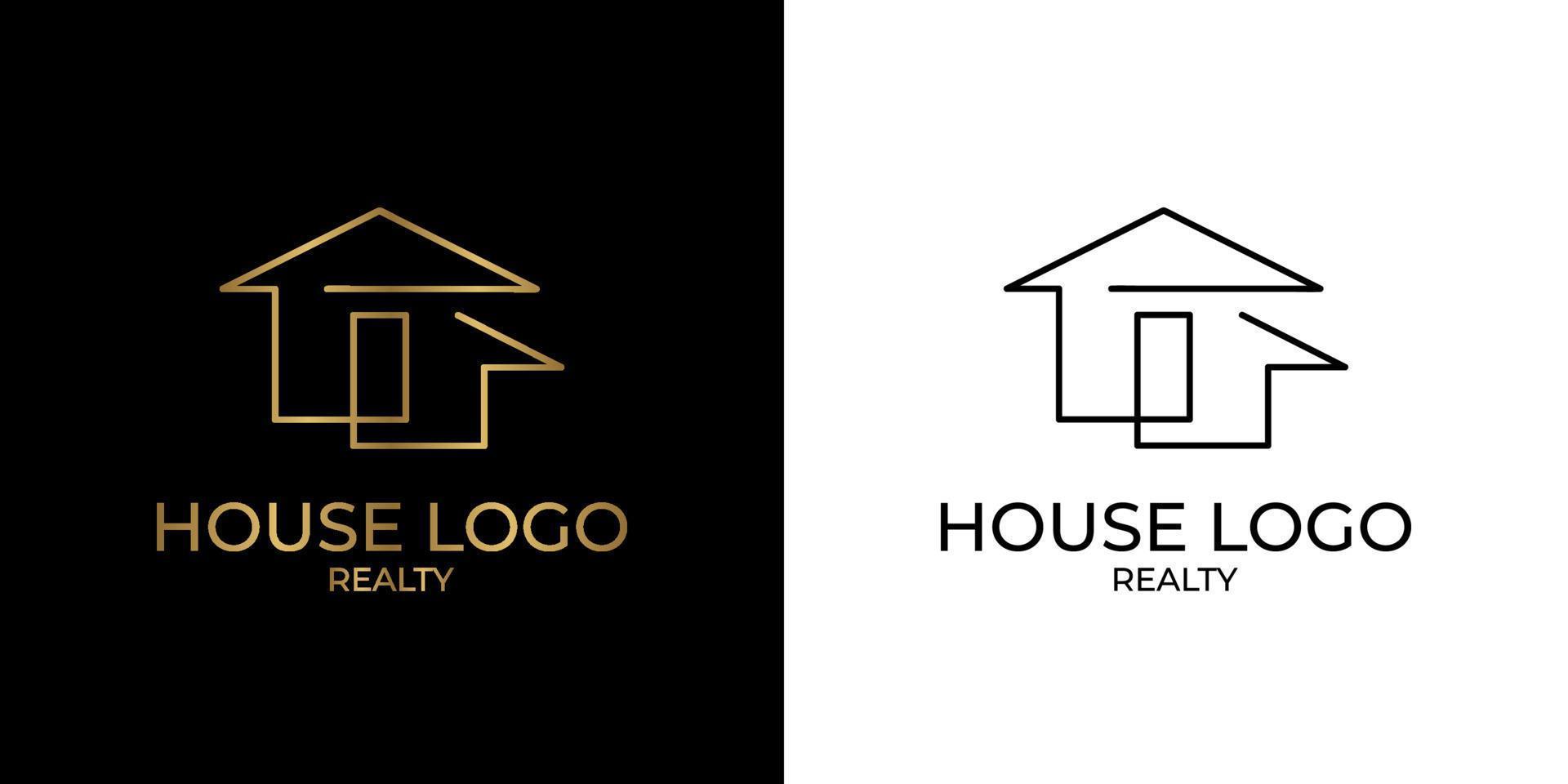 logotipo de casa de línea continua minimalista y elegante para bienes raíces, construcción, interior, decoración exterior del hogar vector