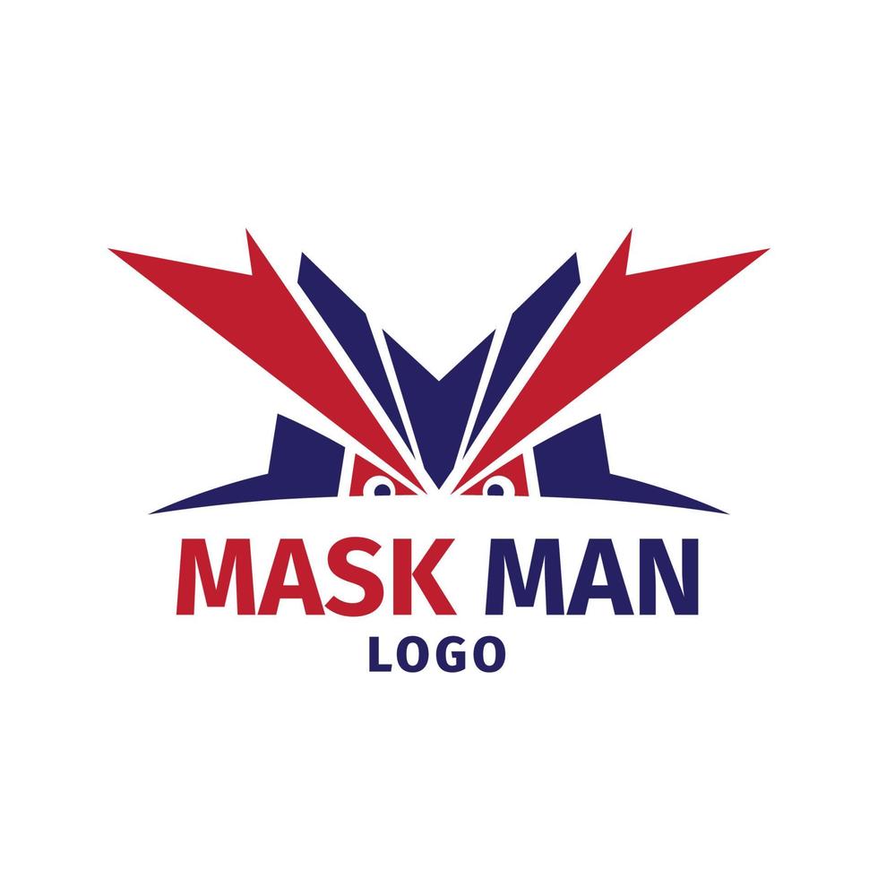 diseño de logotipo de vector de máscara de superhéroe fuerte letra m