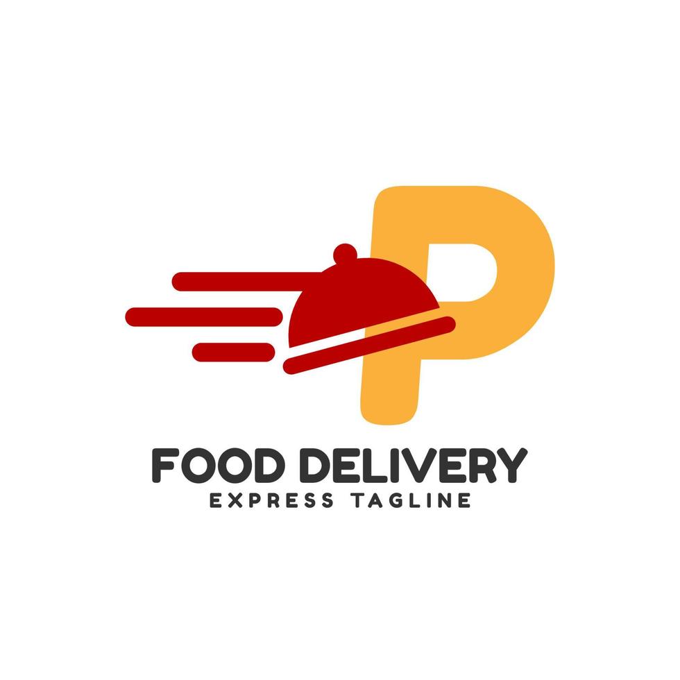 letter P express food delivery vector initial logo design