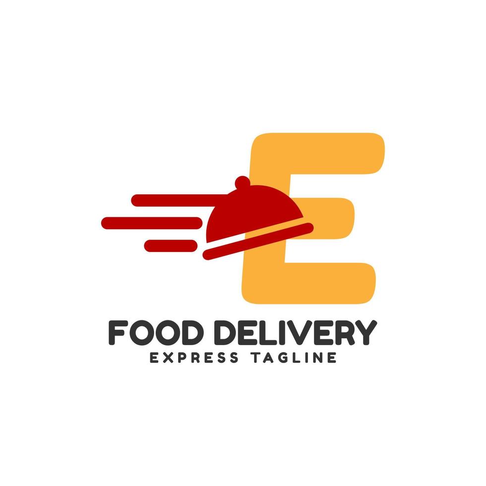 letter E express food delivery vector initial logo design