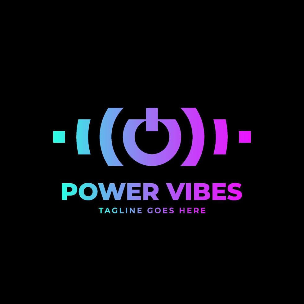 trendy power button music spectrum vector logo design element