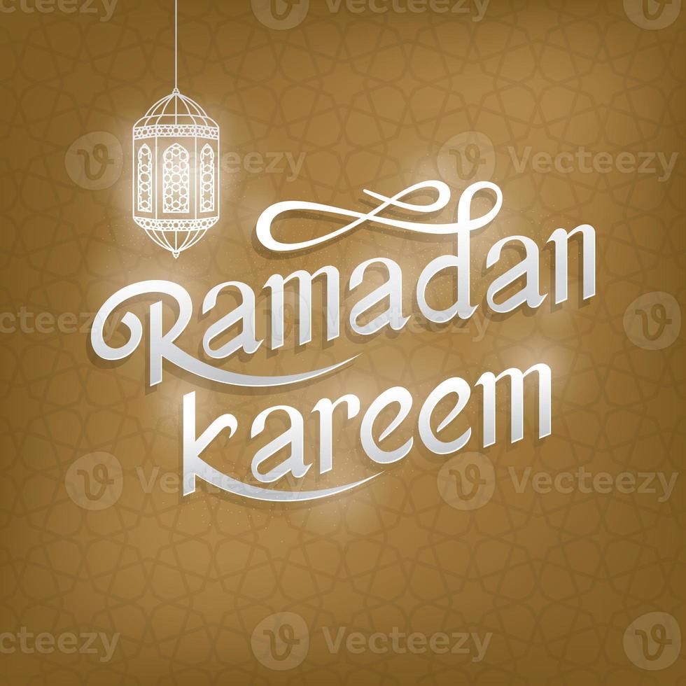 Ramadan Kareem Greeting card Calligraphy with Traditional lantern and crescent photo