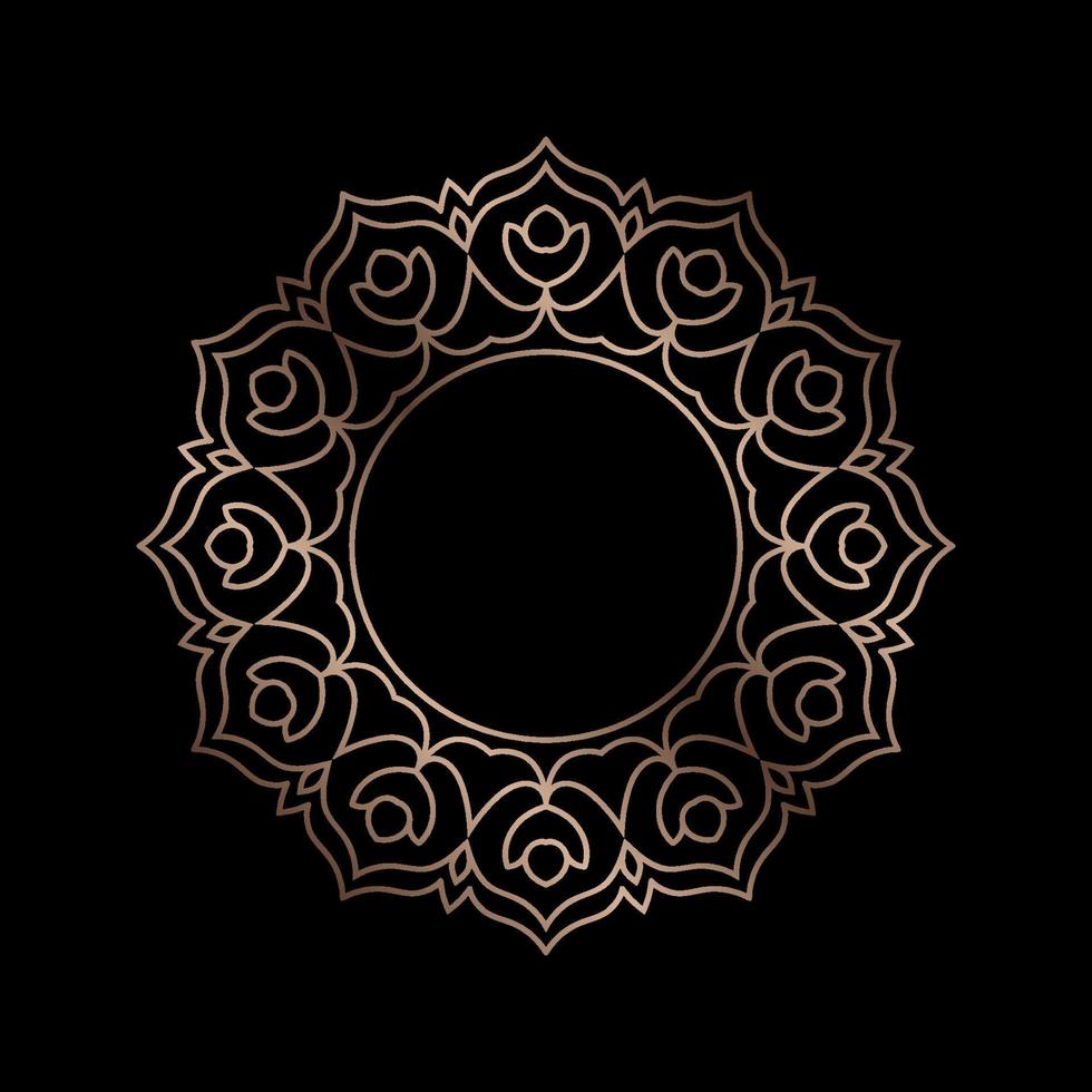 elemento de diseño vintage de marco de mandala dorado de línea circular vector