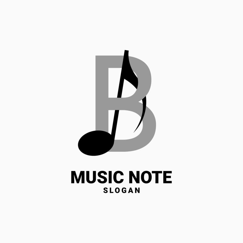 letter B with music note vector logo design