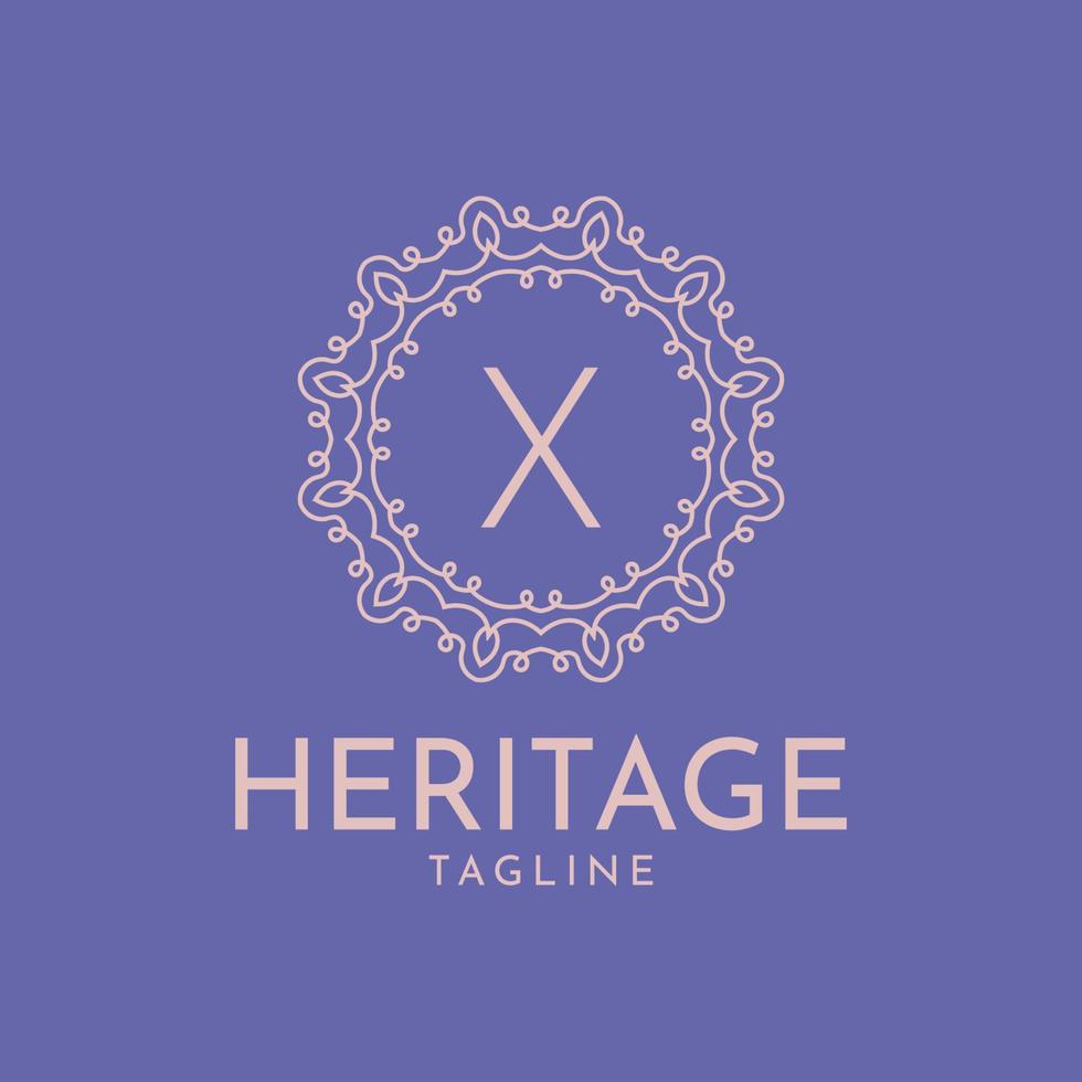 letter X feminine circle frame luxury vector logo design