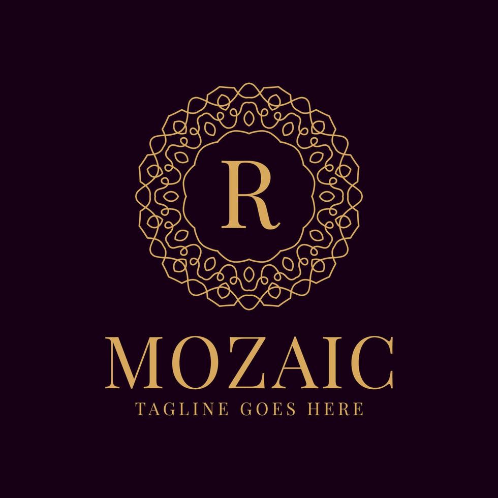 letter R luxurious circular lace elegance vector logo design