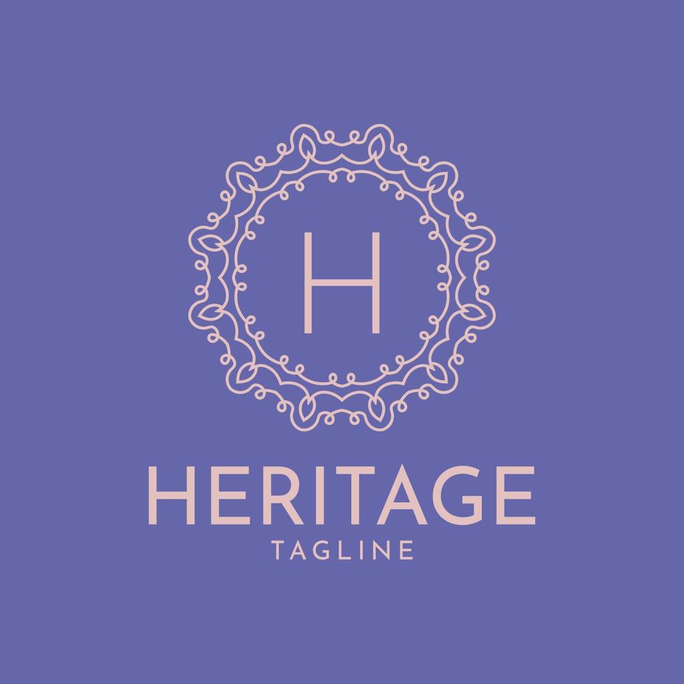 letter H feminine circle frame luxury vector logo design