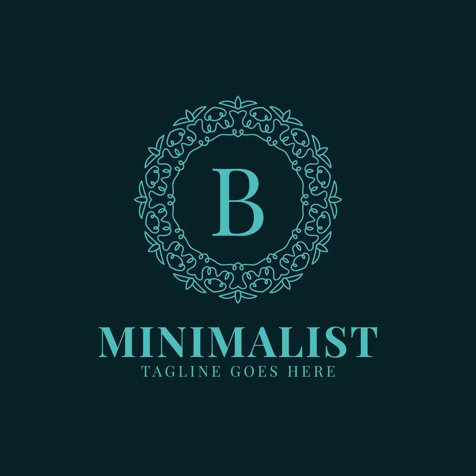 letter B minimalist circle lace decoration vector logo design