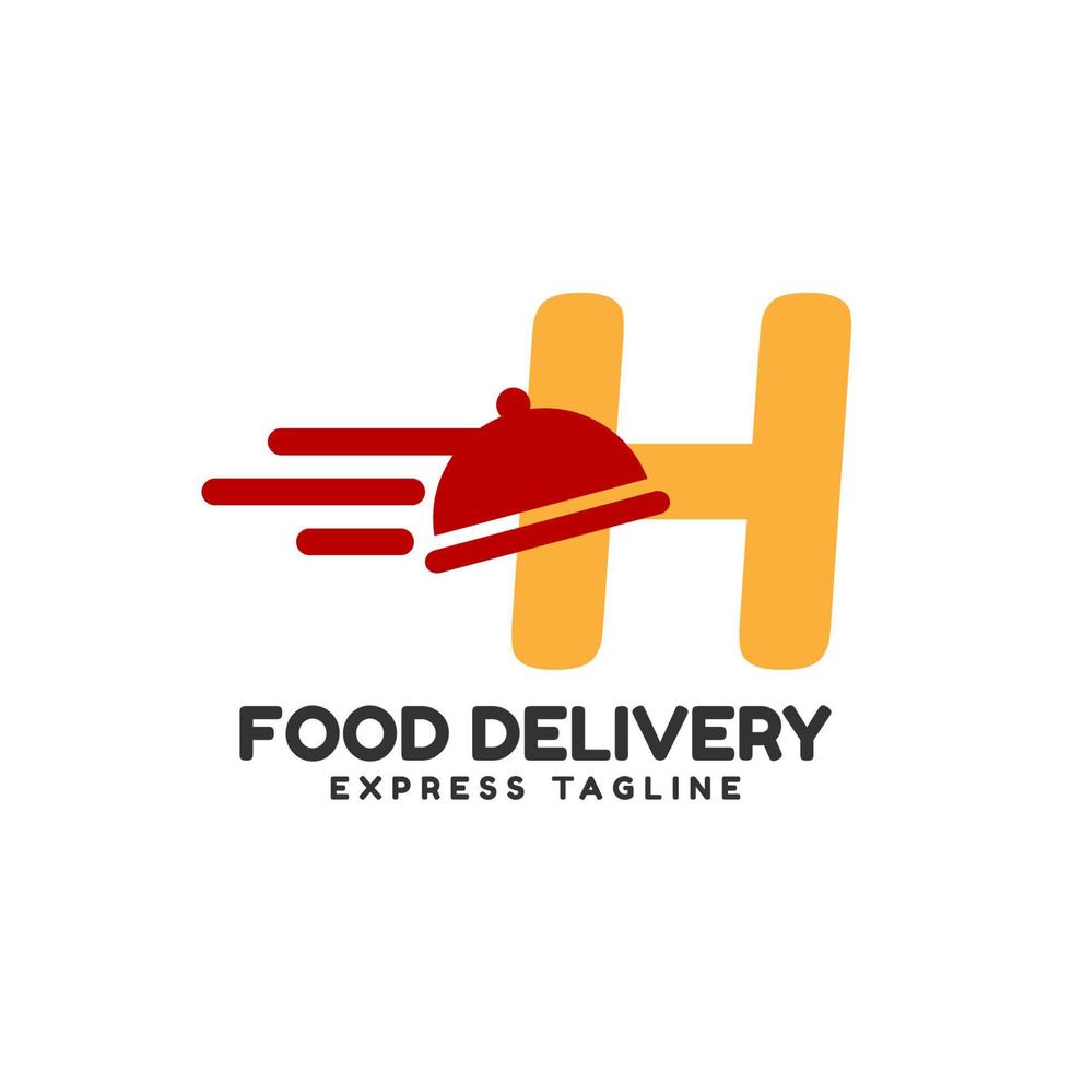 letter H express food delivery vector initial logo design