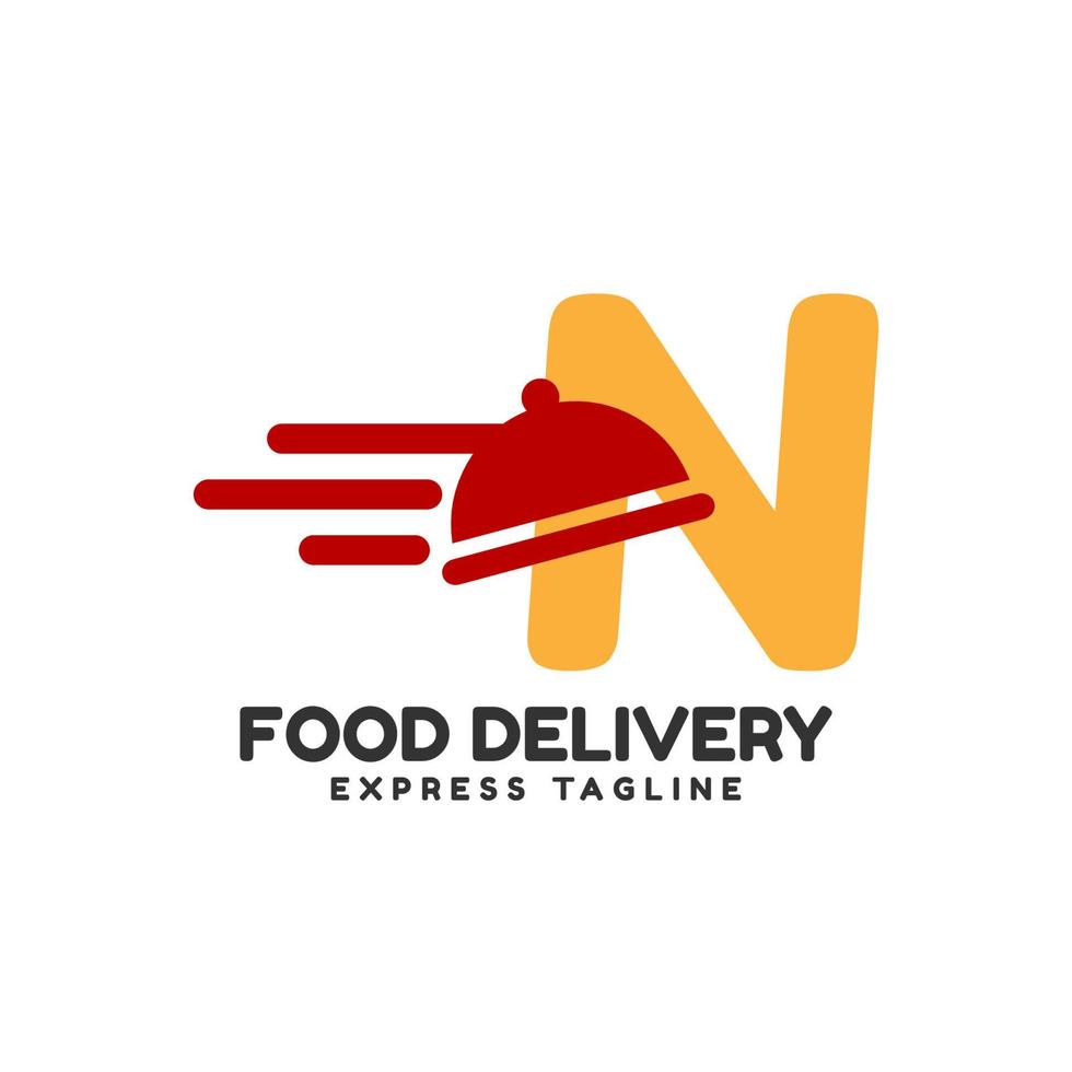 letter N express food delivery vector initial logo design