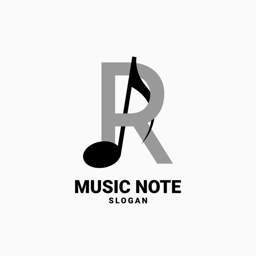 letter R with music note vector logo design