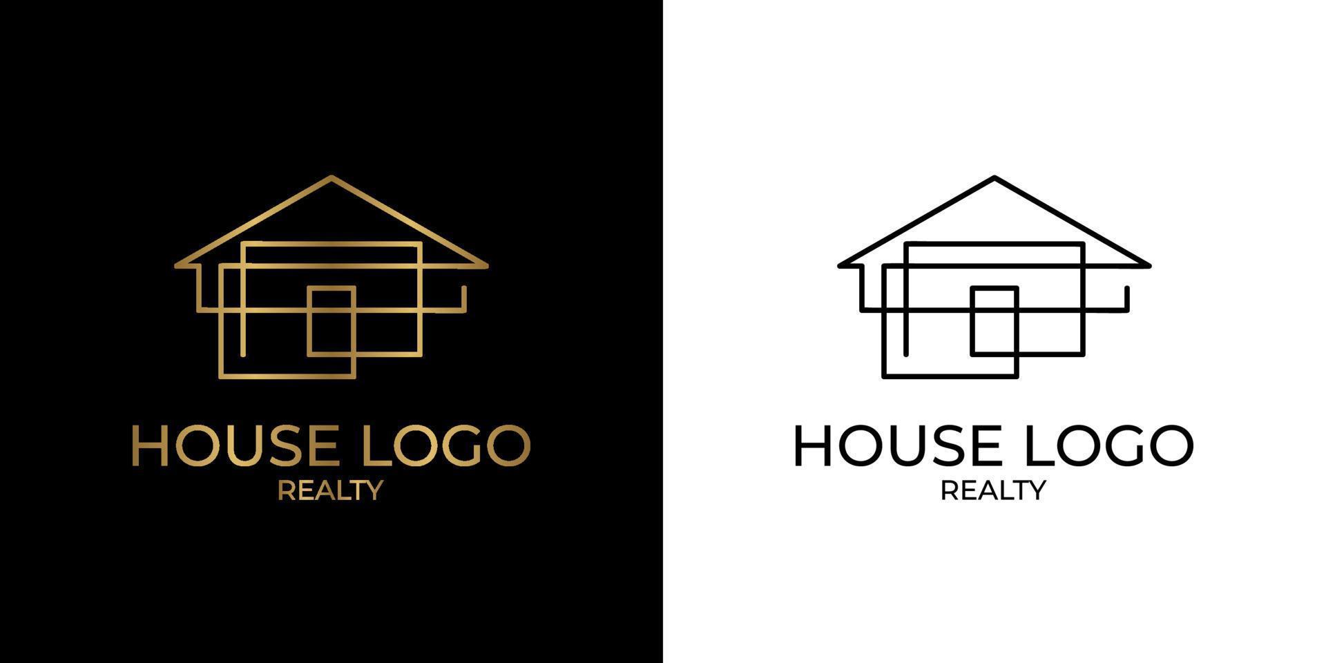 logotipo de casa de línea continua minimalista y elegante para bienes raíces, construcción, interior, decoración exterior del hogar vector