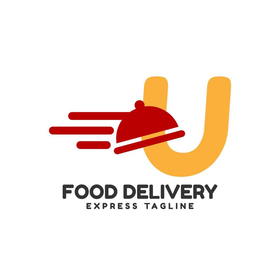 letter U express food delivery vector initial logo design