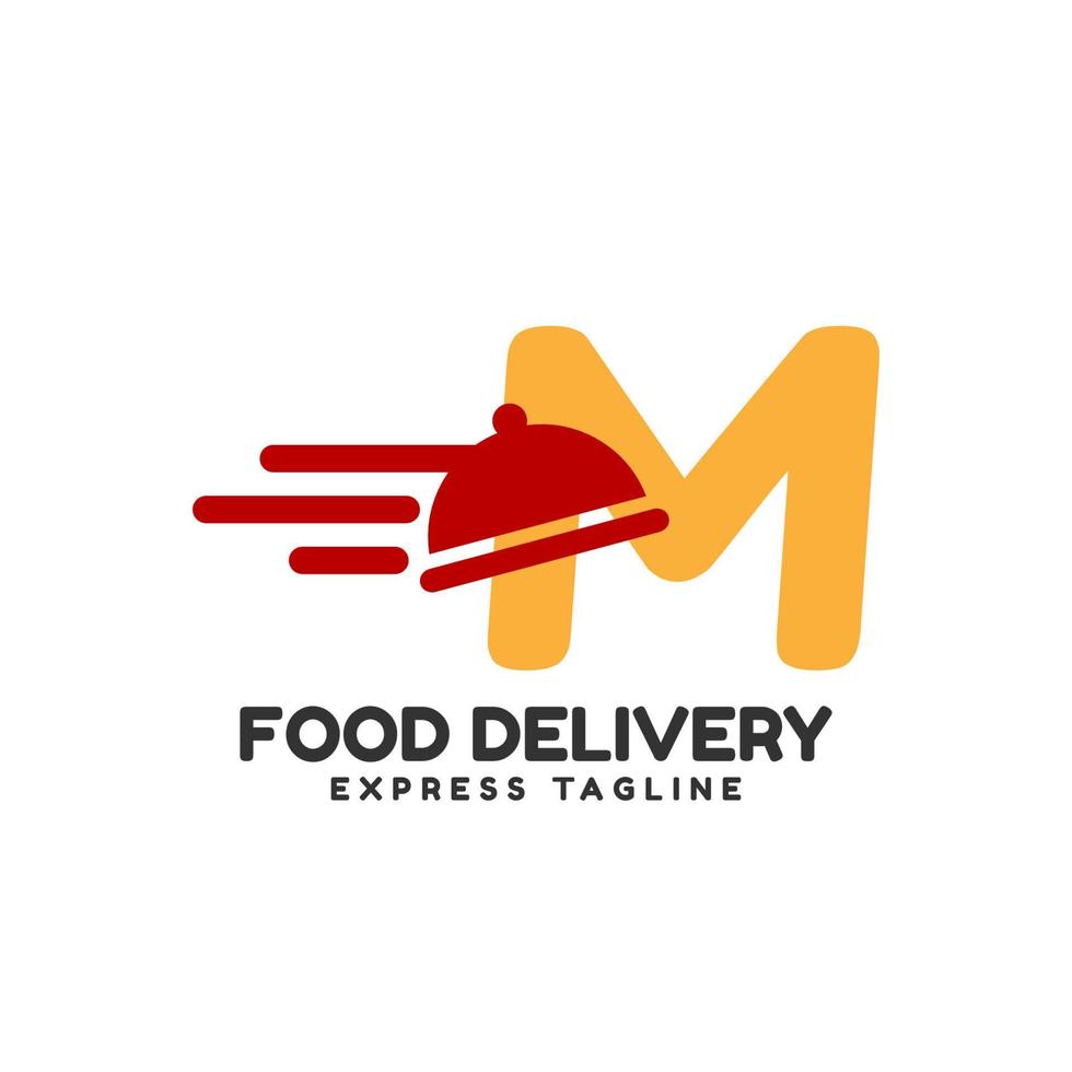 letter M express food delivery vector initial logo design