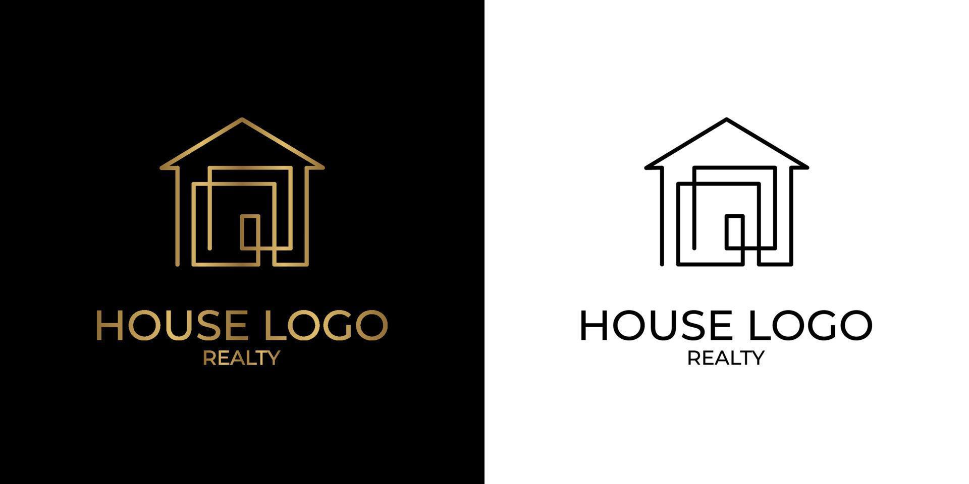 logotipo de casa de línea continua minimalista y elegante para bienes raíces, construcción, interior, decoración exterior del hogar vector