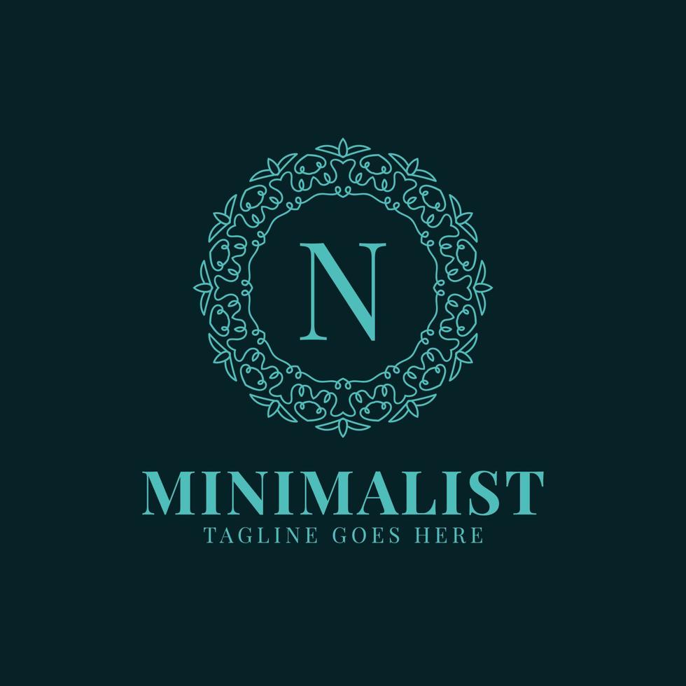 letter N minimalist circle lace decoration vector logo design
