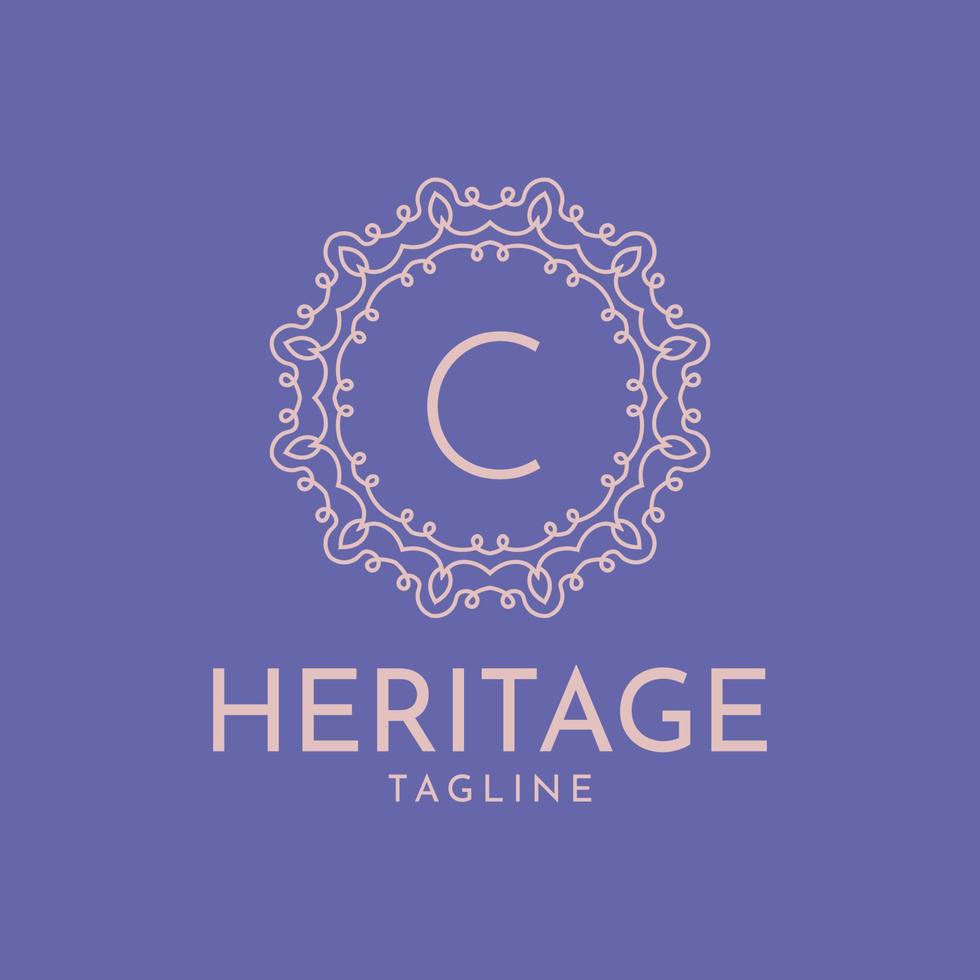 letter C feminine circle frame luxury vector logo design