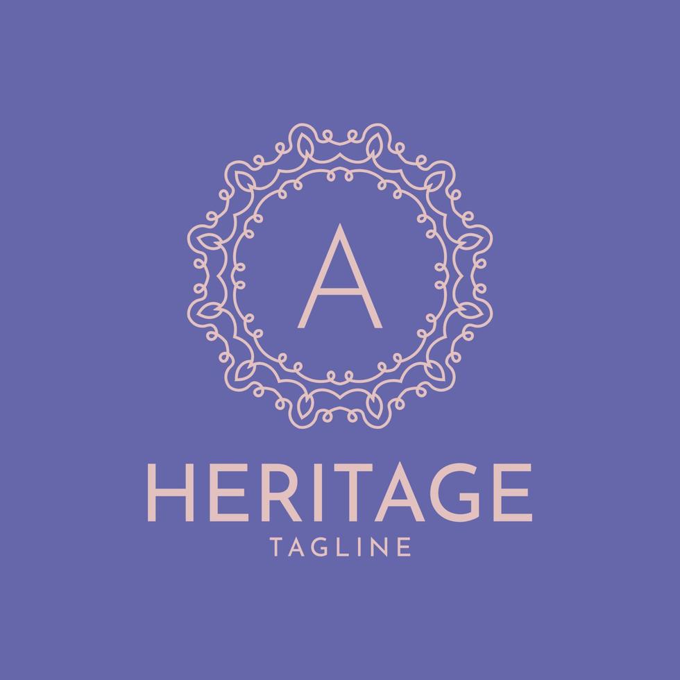 letter A feminine circle frame luxury vector logo design