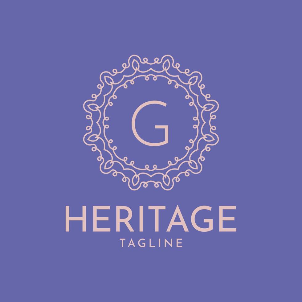 letter G feminine circle frame luxury vector logo design