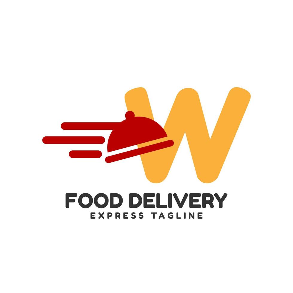 diseño de logotipo inicial de vector de entrega de alimentos express de letra w