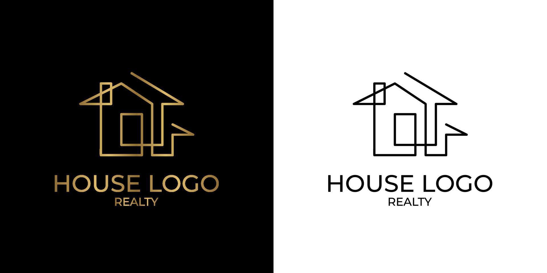 logotipo de casa de línea continua minimalista y elegante para bienes raíces, construcción, interior, decoración exterior del hogar vector